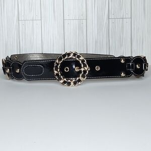 Kathy Van Zeeland Black and Gold Womens Belt